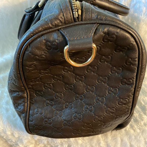 Authentic Gucci Chocolate Leather GG Boston Bag 265697 Guccissima - Picture 5 of 13